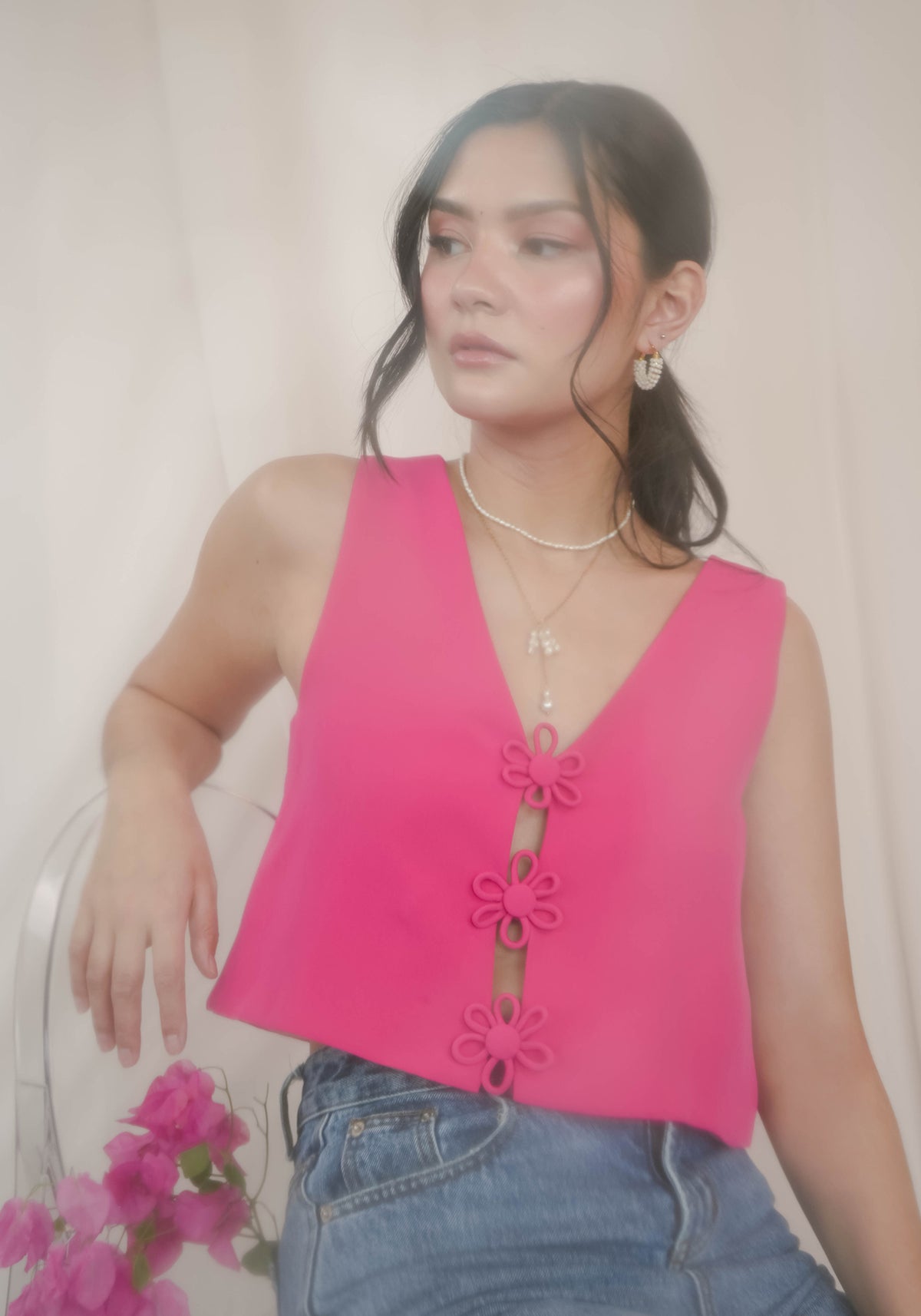 Lilia lace tops andmary pink Lilia Top Printed – Jeanjaquet