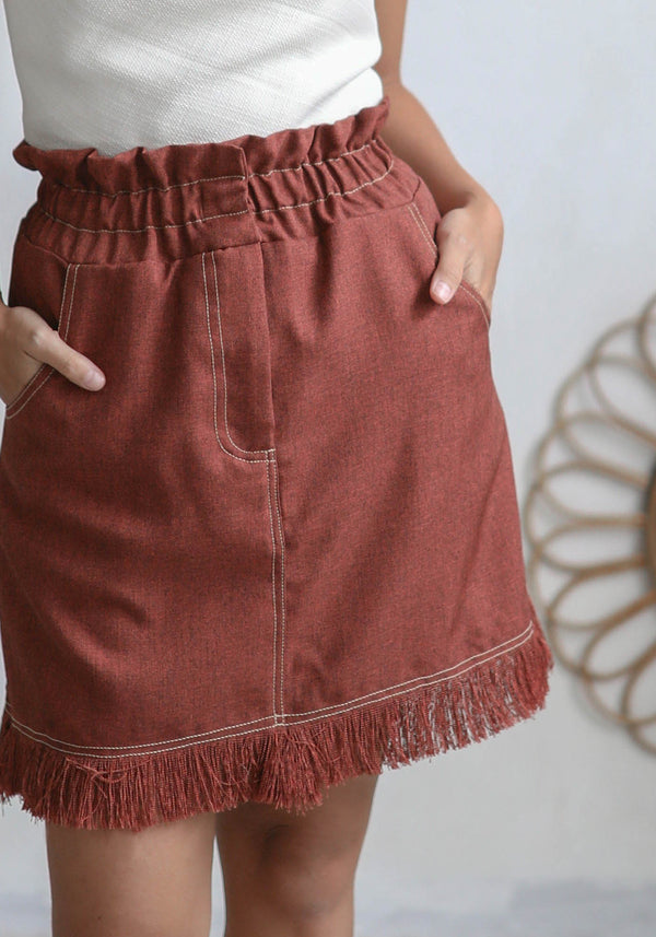 Paperbag Fringe Skirt